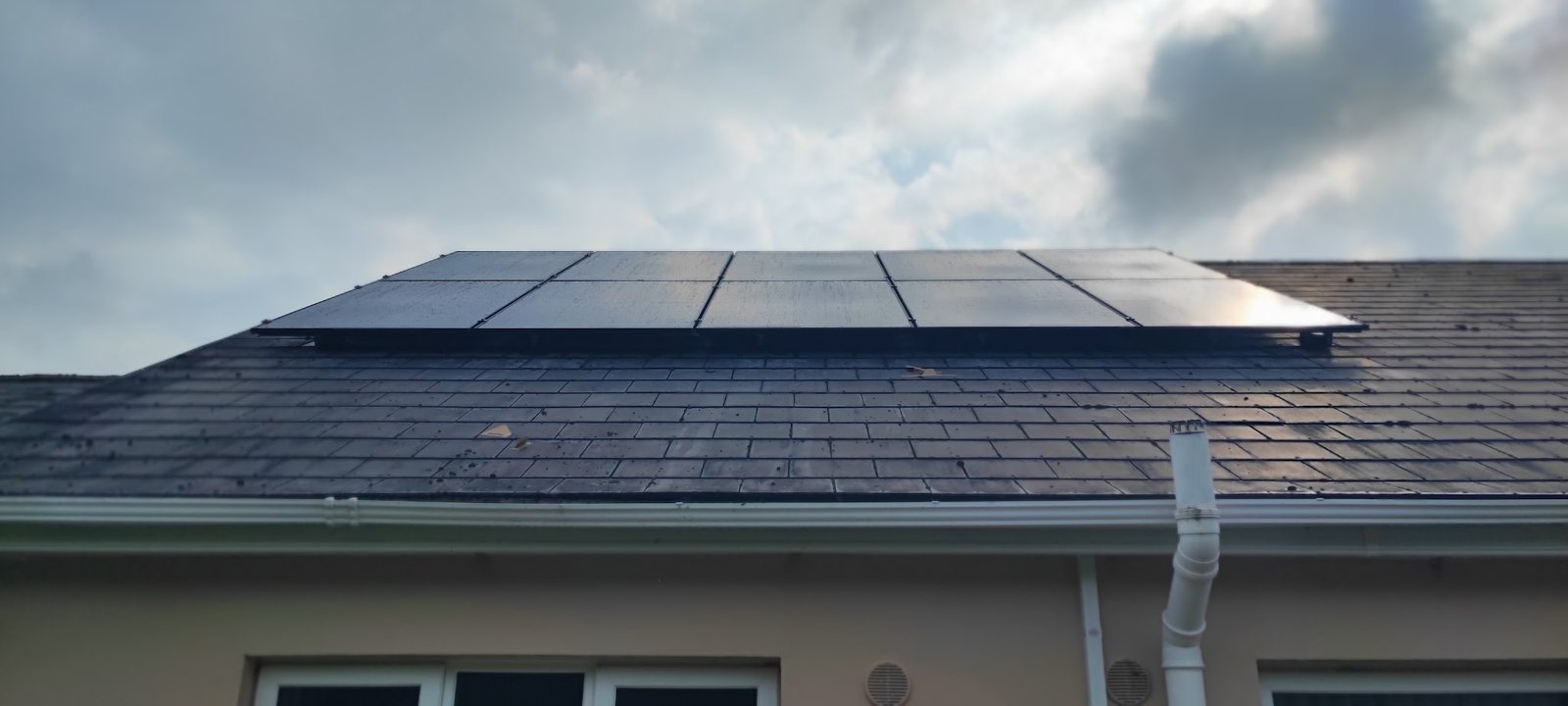Solar panels on a slate roof